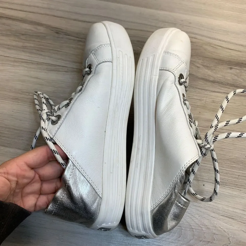 Earth‎ Womens 9 Rosewood Cedarwood Leather Low Tops Lace Up Sneakers White Shoes
